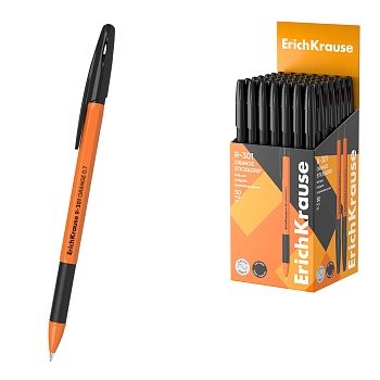 Ручка шариковая ErichKrause R-301 Stick&Grip Orange 0.7, цвет чернил черный (в коробке по 50 шт.)