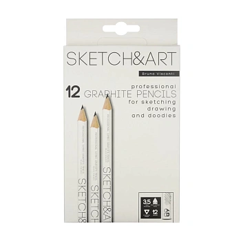 КАРАНДАШ ЧЕРНОГРАФИТОВЫЙ "Sketch&Art. УТОЛЩЕННЫЕ" 6В, 3,5 MM