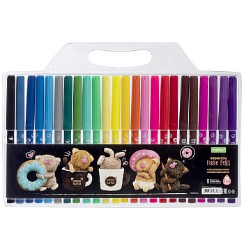 FP_091084 Фломастеры "ECO" 24 цв. -Кофейные коты- в блистере с европодвесом