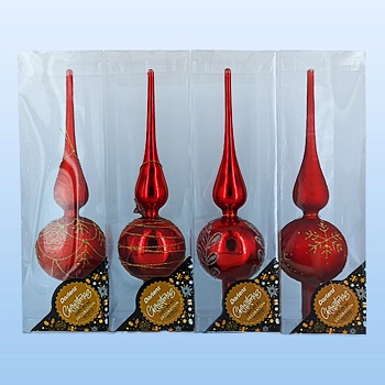 ВЕРХУШКА НА ЕЛКУ, DARLENS, 30 СМ, СТЕКЛО, КРАСНЫЙ