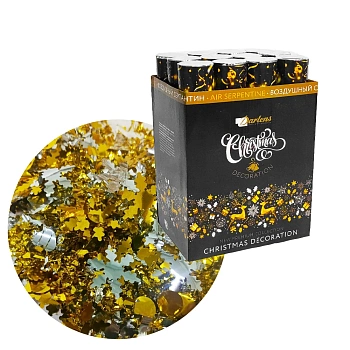 ХЛОПУШКА, DARLENS «CHRISTMAS», 50 СМ, ГОЛОГРАФИЧЕСКОЕ КОНФЕТИ, ЦВЕТ СЕРЕБРО\ЗОЛОТО, СНЕЖИНКИ