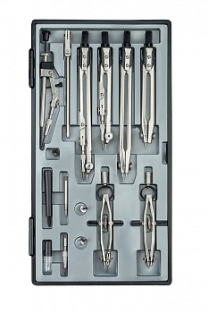 Набор чертежный из 14-и предметов, футляр НЧ14-80-80