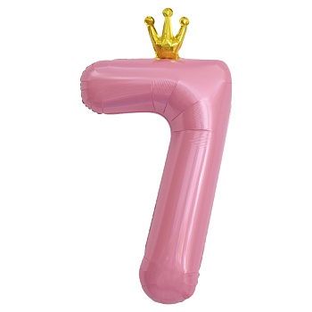 Шар (40''/102 см) Цифра, 7 Золотая корона, Розовый, 1 шт. в уп.