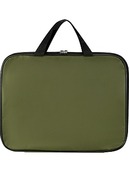 Папка на молнии А4 ХАКИ (П-4347) с ручками, внут.карман, 350х265x20 мм