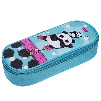 NPk_73281 Пенал 220х90х50ММ с карманом на молнии-Плюшевые панды-  в индив.упак.