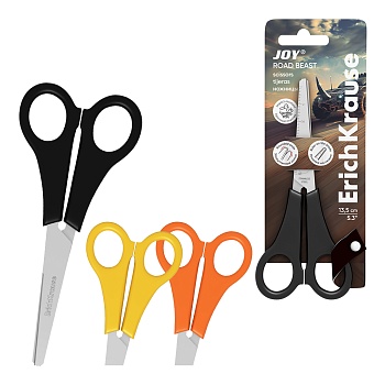 Ножницы ErichKrause JOY® Road Beast, 13.5см, ассорти (в блистере по 1 шт.)