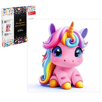 Алмазная  мозаика (набор для творчества) арт. 70831 / 60 РОЗОВЫЙ ЕДИНОРОГ, размер: 20x20 см, (20 цве