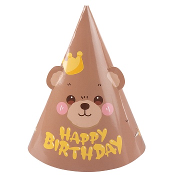 Колпаки, Объемные ушки, Мишка, Коричневый, 16 см, 6 шт. в упак.