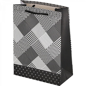Пакет подарочный бумажный Alingar, (XL) 31х40х12 см, "Ромбы. Квадраты", ламинация, ассорти