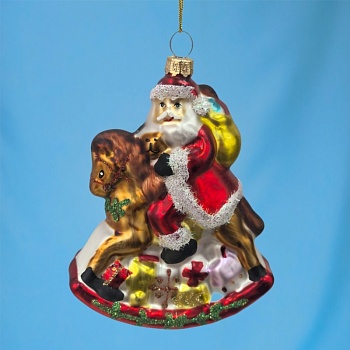 ФОРМОВОЧНАЯ ИГРУШКА, DARLENS «ДЕД МОРОЗ НА ЛОШАДКЕ», 9,4Х3,7Х12 СМ, СТЕКЛО