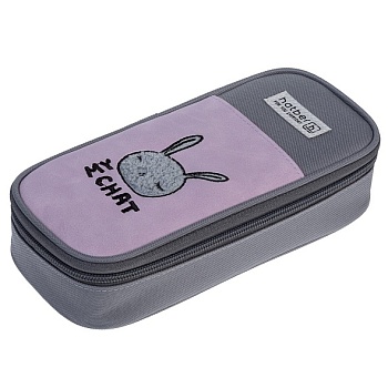 NPc_05002 Пенал 220х90х50ММ на молнии с 2 карманами и откидной планкой -В модном чате-  в пакете с е