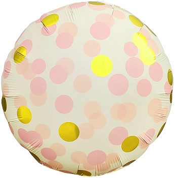 Шар (18''/46 см) Круг, Конфетти, Розовый, Сатин, 1 шт.