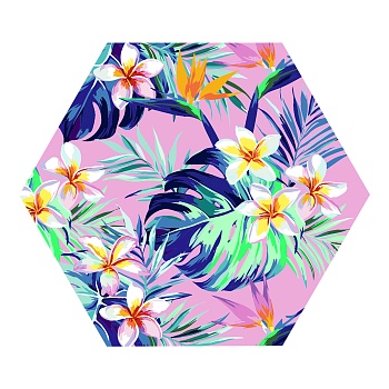 Картина по номерам на фигурном холсте ТРИ СОВЫ "Тропический сад", форма многоугольник, с акриловыми 