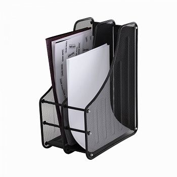 Лоток для бумаг вертикальный, сборный, секционный Alingar, 2 отделения, металл, черный AL11386