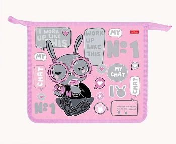 AMc_01015 Папка для тетрадей Пластиковая А5ф 1 отделение 205х240х40мм на молнии -В модном чате- в ин