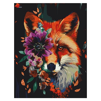 Картина по номерам на холсте с глиттером ТРИ СОВЫ "Лиса с цветами", 30*40, с акриловыми красками и к