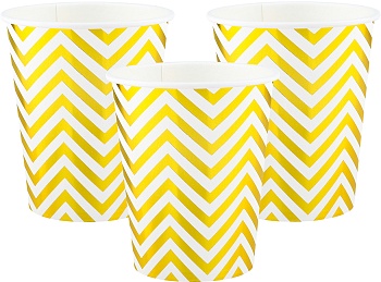 Стаканы (250 мл) Зигзаги, Белый/Золото, Металлик, 6 шт.