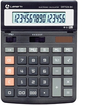 LAMARK526 Калькулятор 16 разрядов, большой настольный, 207х156х32 мм, 2-ое питание, черный,