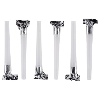 Карнавальные язычки гудки, Шумчики, Белый/Серебро, 11 см, 6 шт. в упак.