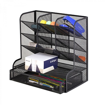 Подставка-органайзер д/канцтоваров, Alingar, металлическая, 27*15*27 см, 11 отделений, выдвижной ящи