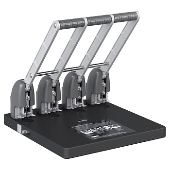 Дырокол мощный Berlingo "Heavy Duty" 150л., черный, с линейкой