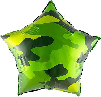 Шар (18''/46 см) Звезда, Камуфляж, 1 шт. в уп. (цв.этик.)