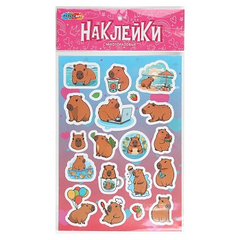 401982 Наклейки бумажные, а5 капибара MultiArt в кор.500шт