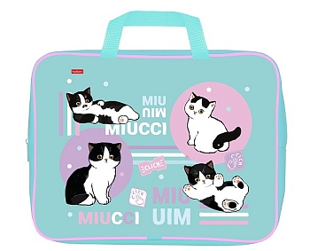 NSn_31107 Сумка Текстильная с РУЧКАМИ А4ф 350х265х40мм для тетрадей  -Мяуччи- в индив.упак.