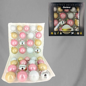 НАБОР ЕЛОЧНЫХ ШАРОВ, DARLENS, 34 ШТ, СТЕКЛО, АССОРТИ ЦВЕТОВ DL-DRL02861