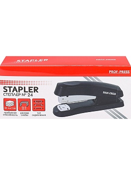 Cтеплер (ОП-0540), №24, до 30 л., пластик./к., в карт. коробке, черный, кратно 12 шт