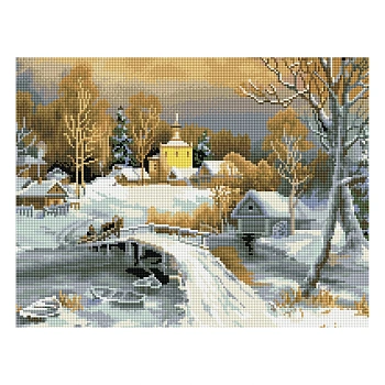 Алмазная мозаика ТРИ СОВЫ "Зима", 40*50см, холст, картонная коробка с пластиковой ручкой
