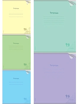 Тетрадь КЛЕТКА 96л. проз.пласт.обл. plastic cover КЛАССИКА NEW (96-1429) ассорти 5 цветов