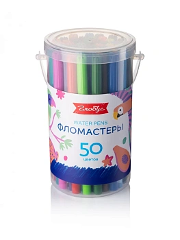 Фломастеры смываемые, 50 цв., пластик. бокс Ф50