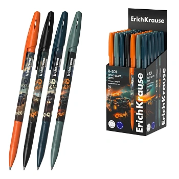Ручка шариковая ErichKrause R-301 Stick Road Beast 0.7, синяя, письмо 0,35 мм, 2000 м
