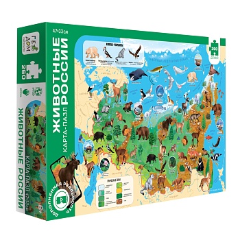 Пазл-карта с доп.реальностью. Животные России. 260 деталей. (ISBN нет)