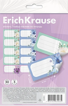 Наклейки на тетрадь ErichKrause Pastel Bloom, 3 листа, в пакете с европодвесом