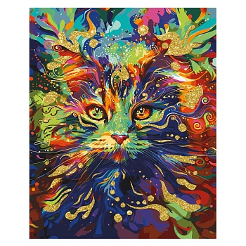 Картина по номерам на холсте с глиттером ТРИ СОВЫ "Кот-холи", 40*50, с акриловыми красками и кистями