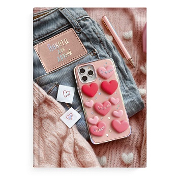 Анкета для друзей арт. 72285 ТЕЛЕФОН С СЕРДЕЧКАМИ / А5 (145х205 мм), 128 л., блок - печать в две кра