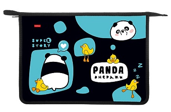 AMc_03034 Папка для тетрадей Пластиковая А4ф 1 отделение 245х340х40мм на молнии -Панда энерджи-  в и