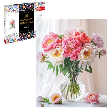 Алмазная  мозаика (набор для творчества) арт. 70857 / 16 БУКЕТ ПИОНОВ, размер: 40x50 см, (27 цветов 
