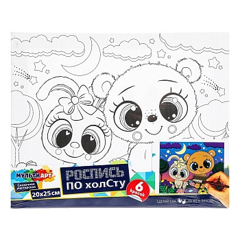 382646 Холст по контуру 20*25 мишка и зайка МУЛЬТИ АРТ в кор.48шт