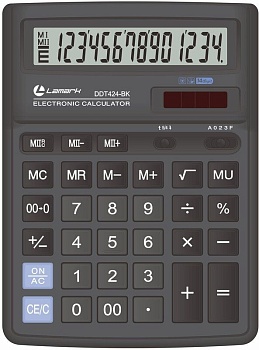 LAMARK424 Калькулятор 14 разрядов, большой настольный, 193х143х38,4 мм, 2-ое питание, черный DDT424-