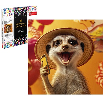 Алмазная  мозаика (набор для творчества) арт. 70834 / 60 ВЕСЕЛЫЙ СУРИКАТ, размер: 20x20 см, (20 цвет