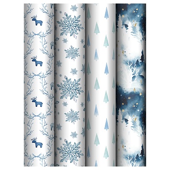 Упаковочная бумага глянц. 70*100см, MESHU "Christmas toys", 80г/м2, ассорти  4 дизайна