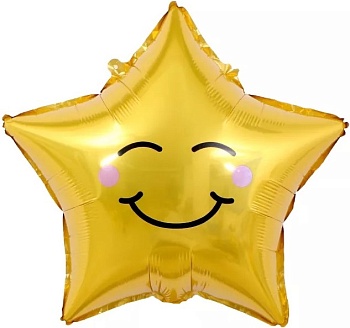 Шар (18''/46 см) Звезда, Счастливая звезда, Золото, 1 шт. в уп. (цв.этик.)